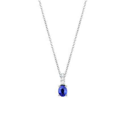 Immagine di COLLANA ORO BIANCO CON DIAMANTI E ZAFFIRO BLU AB792/Z