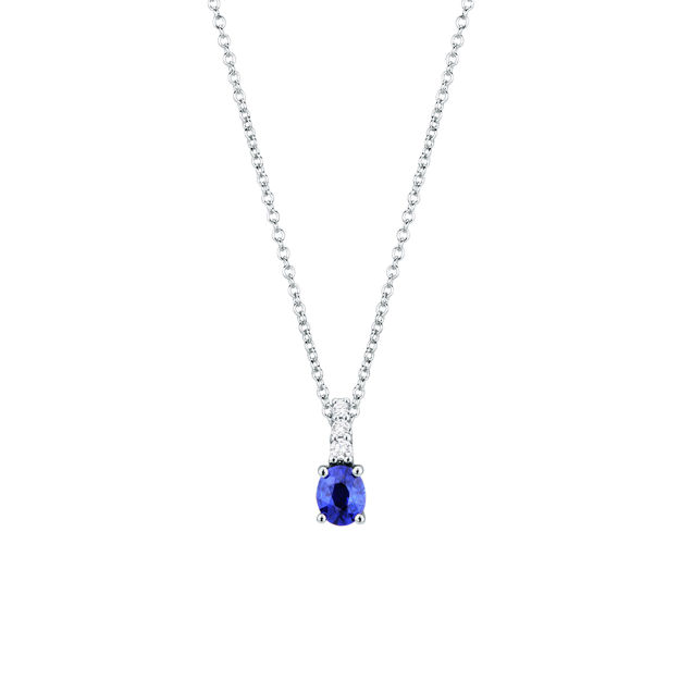 Immagine di COLLANA ORO BIANCO CON DIAMANTI E ZAFFIRO BLU AB792/Z