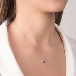 Immagine di COLLANA ORO BIANCO CON DIAMANTI E ZAFFIRO BLU AB792/Z