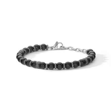 Immagine di DISTRICT BRACCIALE IN ACCIAIO E ONICE UBR 1245