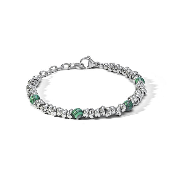 Immagine di DISTRICT BRACCIALE IN ACCIAIO E MALACHITE VERDE UBR 1161