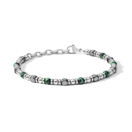 Immagine di DISTRICT BRACCIALE IN ACCIAIO E MALACHITE VERDE UBR 1201